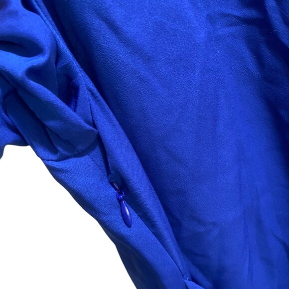 EUC Ann Taylor Wrap Top - Cobalt Blue Tie Waist - Size 14 - Picture 6 of 10